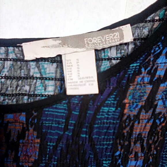 Forever 21 Conceptions Blue Printed long sleeve blouse Size: S - Picture 11 of 12